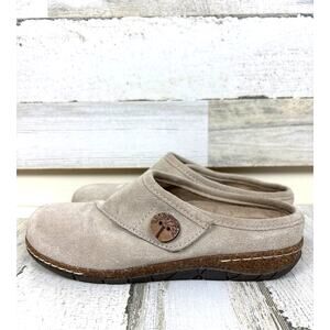 Earth Womens 7 Tan Suede Ezra Round Toe Casual Slip On Platform Clogs Shoes Cozy